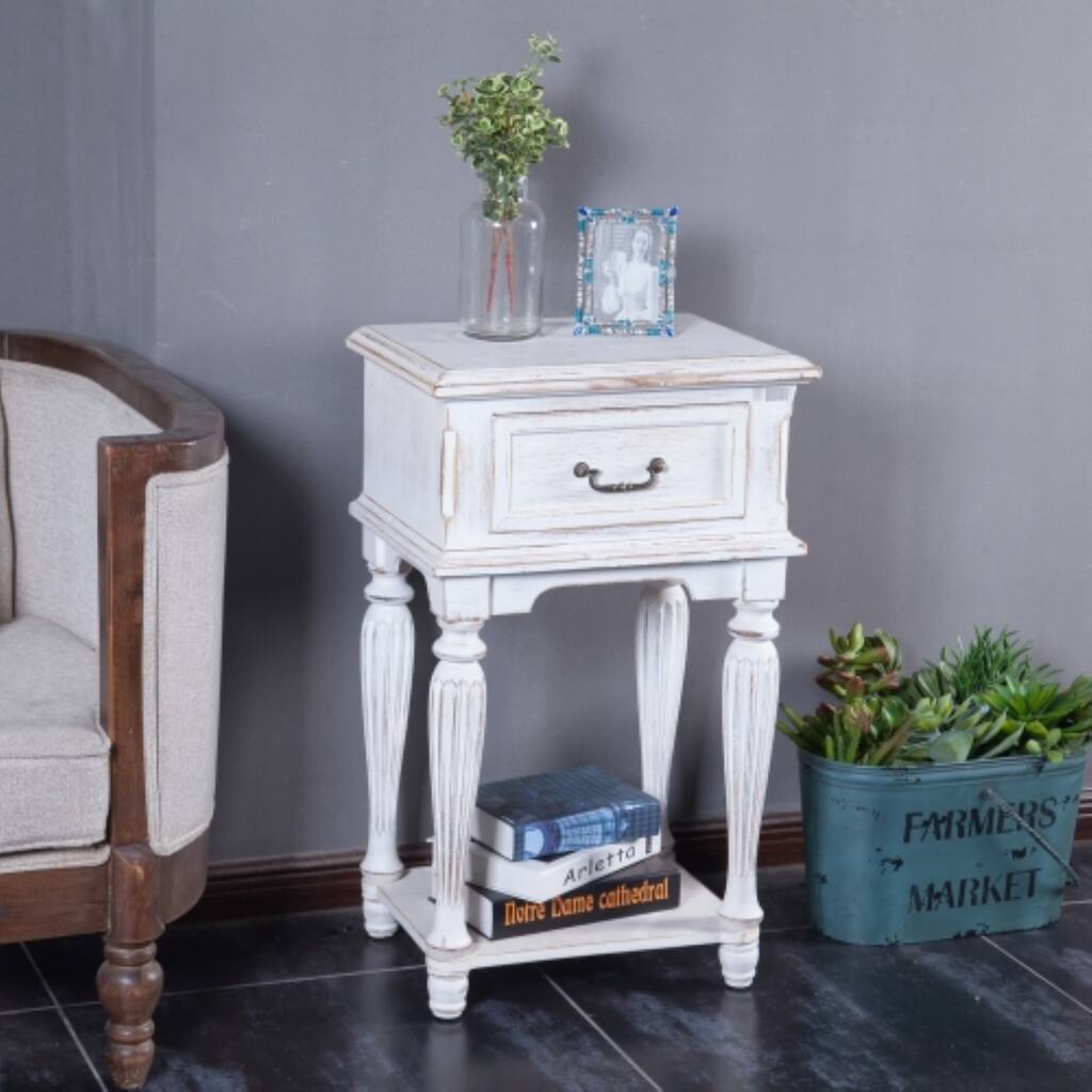 Small White Wood End Table
