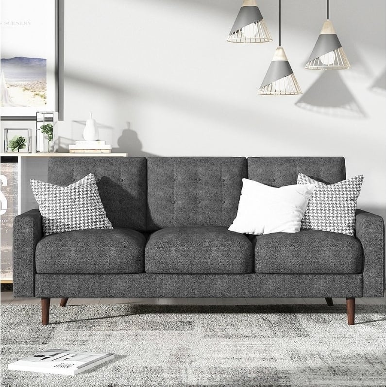 Cordell Tufted Upholstered Living Room Sofa - Grey