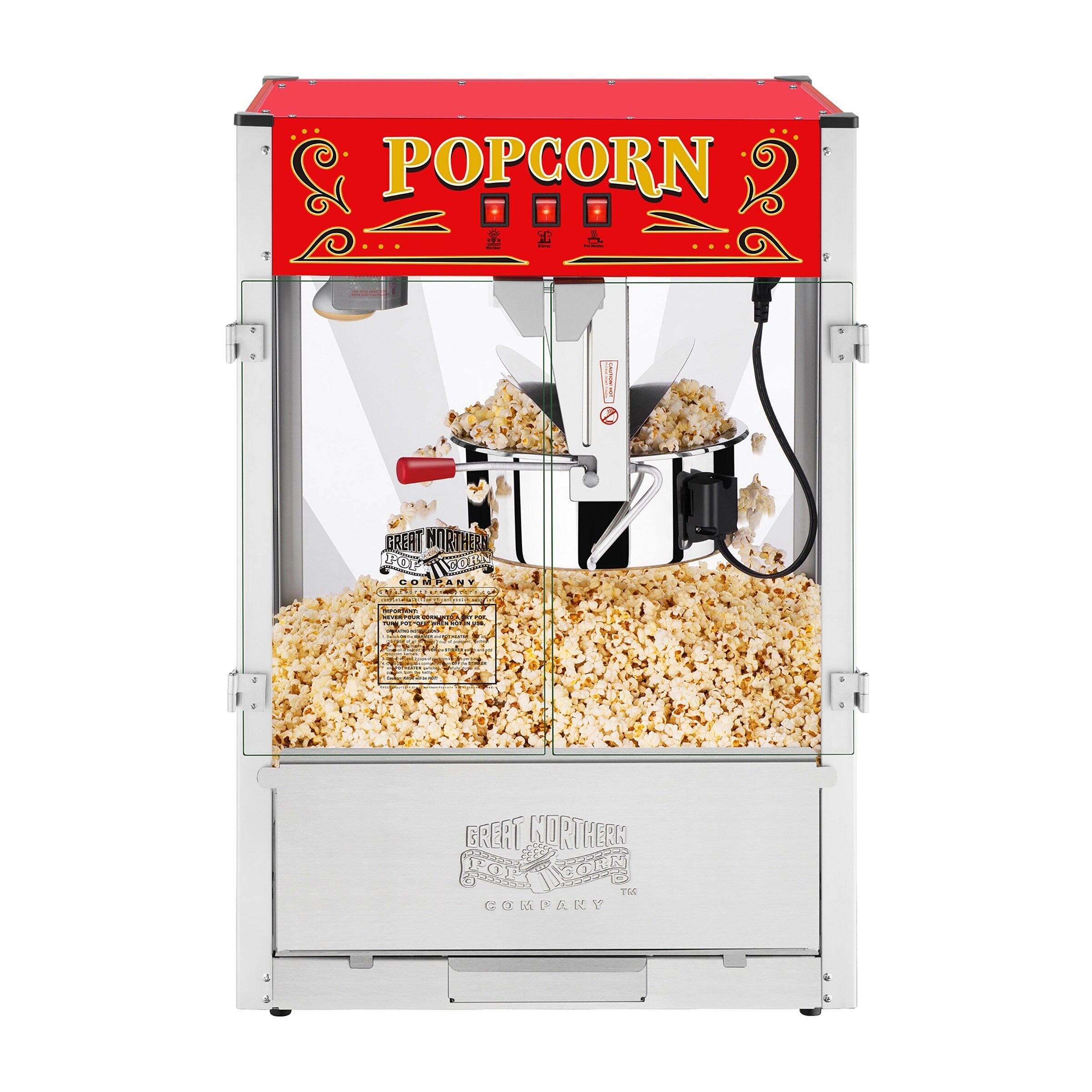  Great Northern Popcorn Company Little Bambino Popcorn Machines,  Modern Gray, Red: Electric Popcorn Poppers: Home & Kitchen