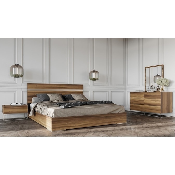 Mazzini Italian Modern Light Oak Bedroom Set