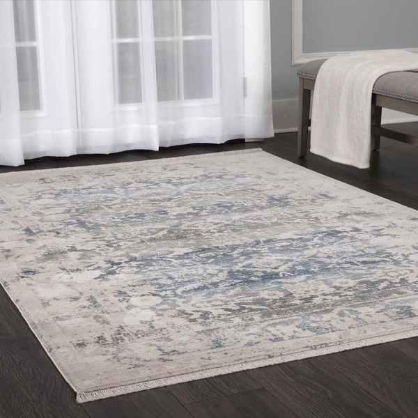 Stratford Vintage Persian Blue Fringed Area Rug by ELLE Home - 7'10"x10'2"