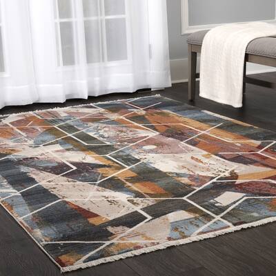 Stratford Abstract Lines Multi Fringed Area Rug by ELLE Home - 5'2"x 7'8"