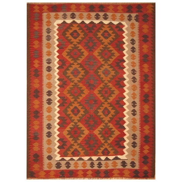 Handmade Mimana Wool Kilim (Afghanistan) - 6'9 x 9'1