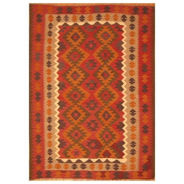 Handmade Mimana Wool Kilim (Afghanistan) - 6'6 x 9'