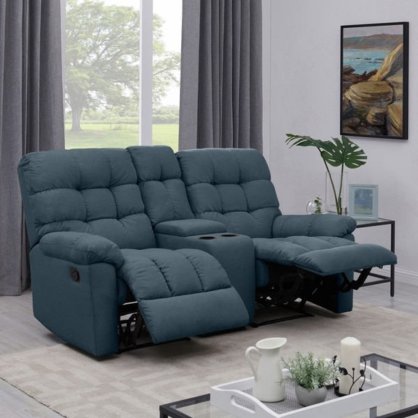 blue 2 seater recliner