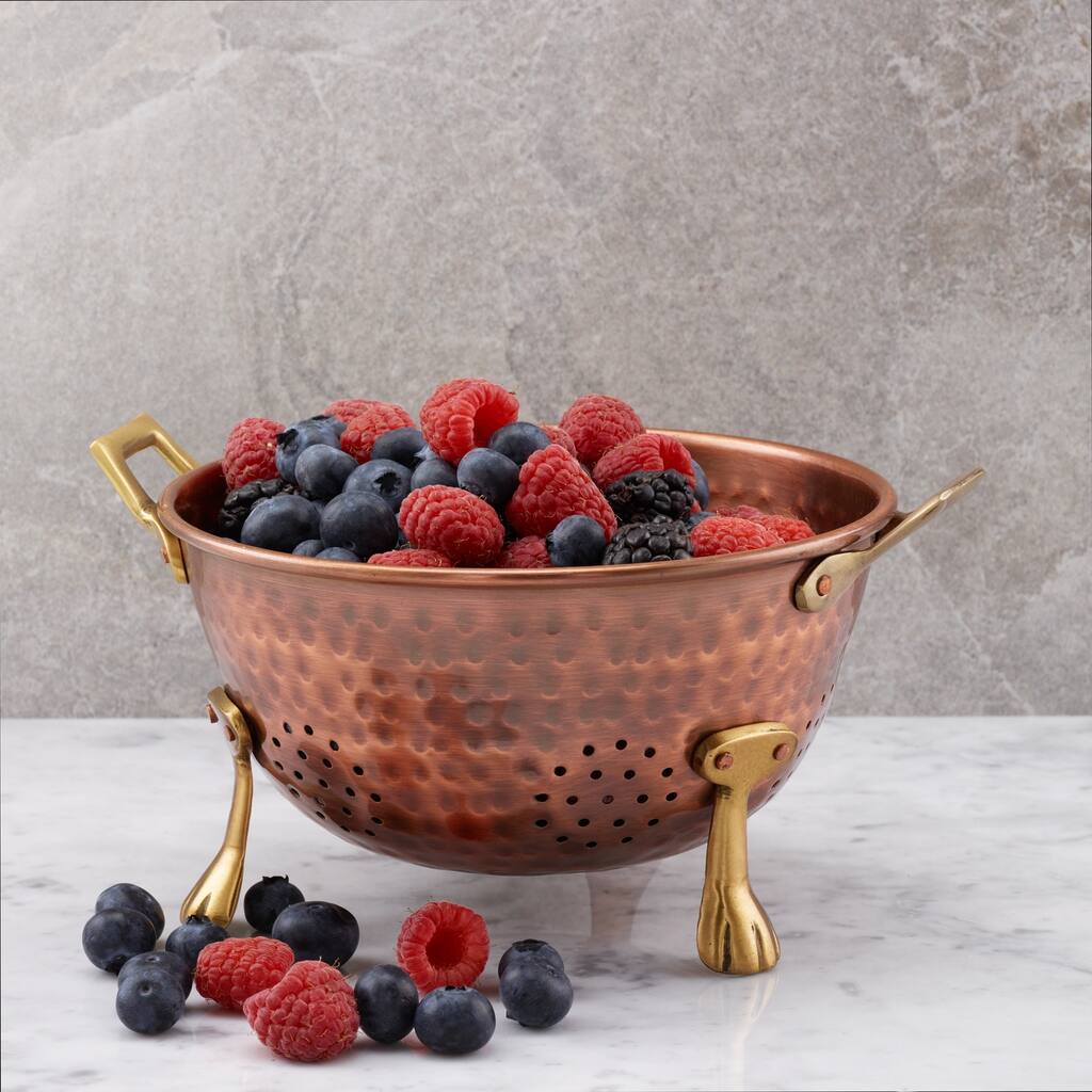 Hammered Antique Copper Berry Colander, 6"