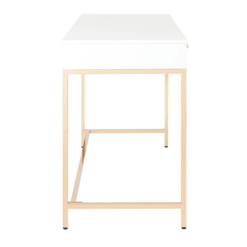 Alios Desk with White Gloss Finish and Gold Base