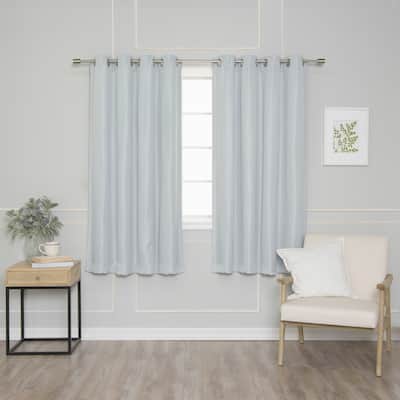 Aurora Home Silver Grommet Basketweave Blackout Curtain Panel Pair