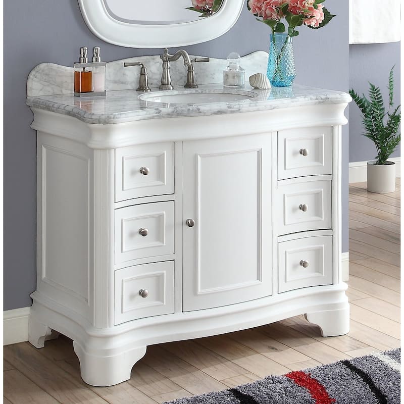 42" Benton Collection Sesto Modern Contemporary White Bathroom Vanity - N/A