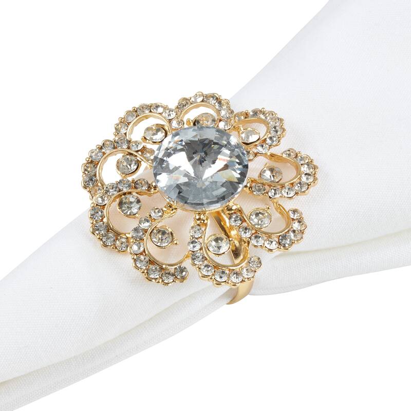 Jeweled Floral Napkin Rings (Set of 4)