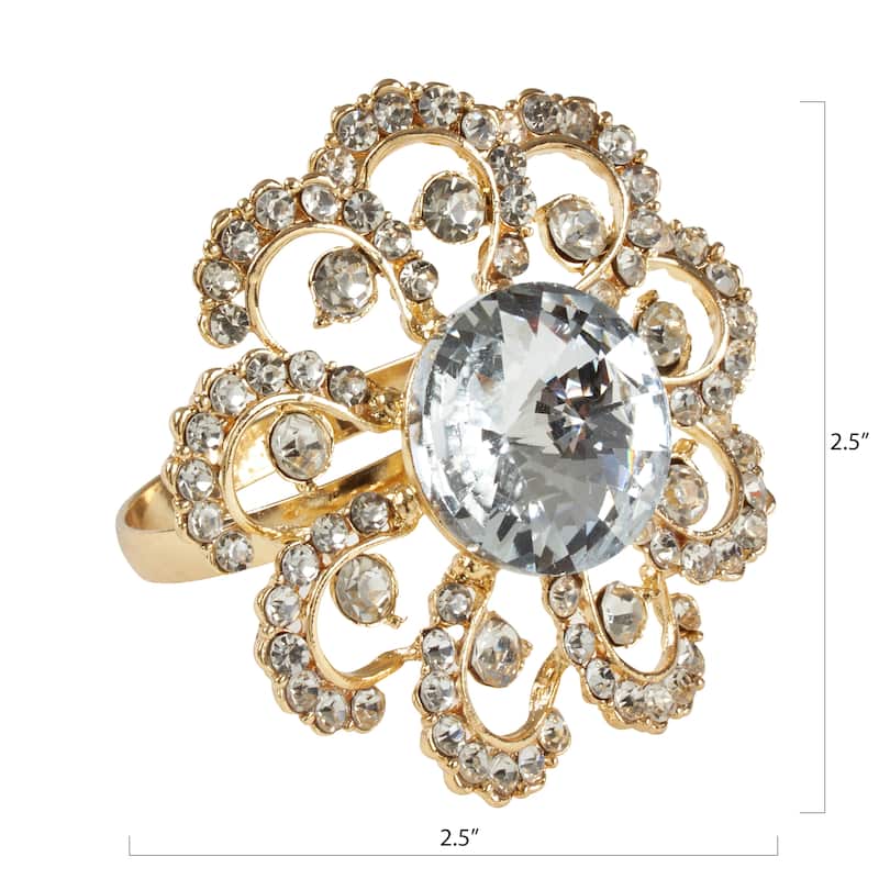Jeweled Floral Napkin Rings (Set of 4)