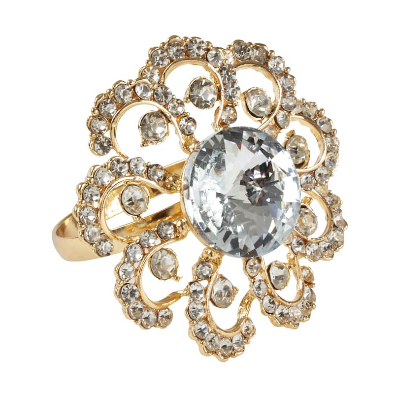 Jeweled Floral Napkin Rings (Set of 4)