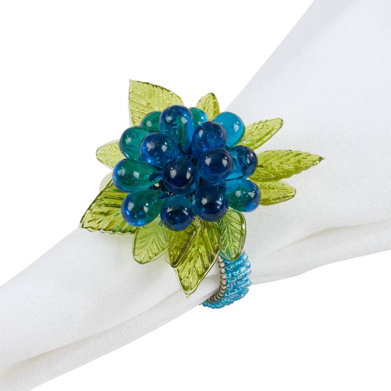 Flower And Leaves Design Beaded Napkin Rings (Set of 4)