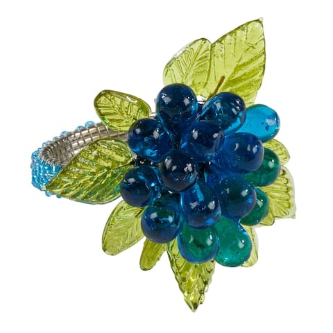 Flower and Leaves Design Beaded Napkin Rings (Set of 4)