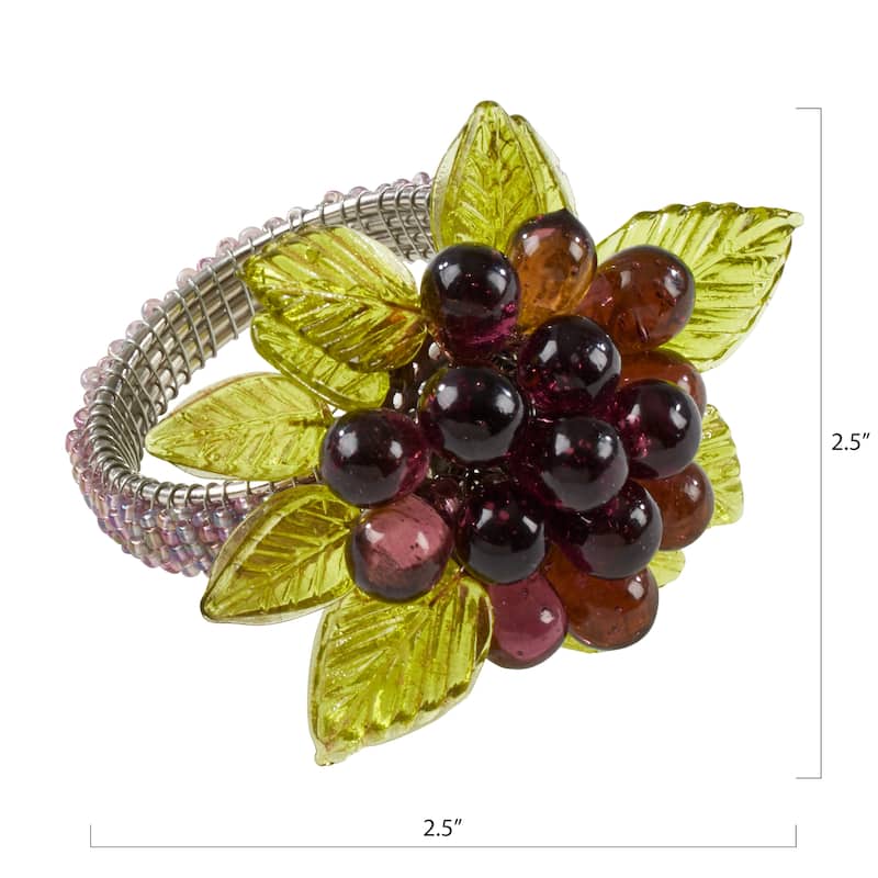 Flower And Leaves Design Beaded Napkin Rings (Set of 4)