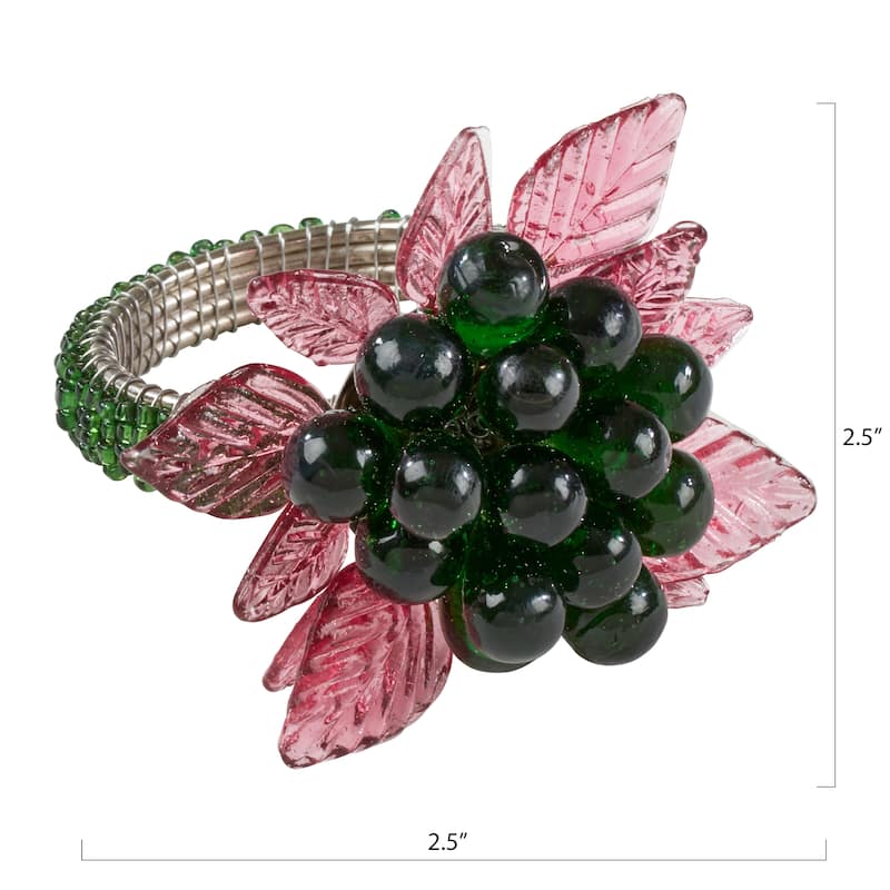 Flower And Leaves Design Beaded Napkin Rings (Set of 4)