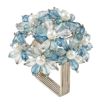 Napkin Rings With Beaded Floral Design (Set of 4)