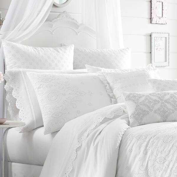 Shop Five Queens Court Lola Eyelet Cotton 4 Piece Comforter Set