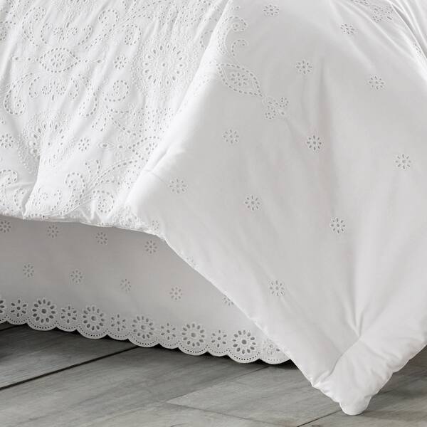 Shop Five Queens Court Lola Eyelet Cotton 4 Piece Comforter Set