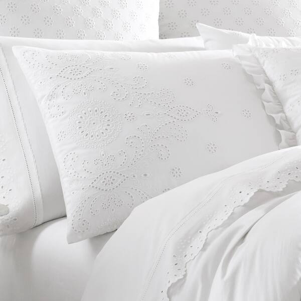 Shop Five Queens Court Lola Eyelet Cotton 4 Piece Comforter Set