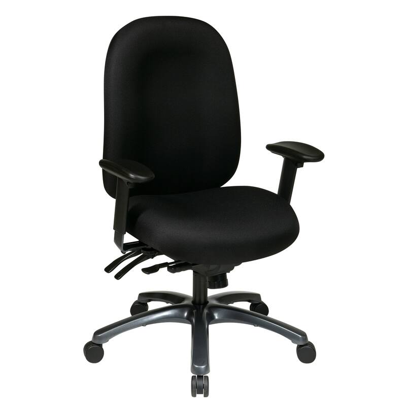 Multi-Function High-Back Office Chair with Seat Slider and Titanium Finish Base.
