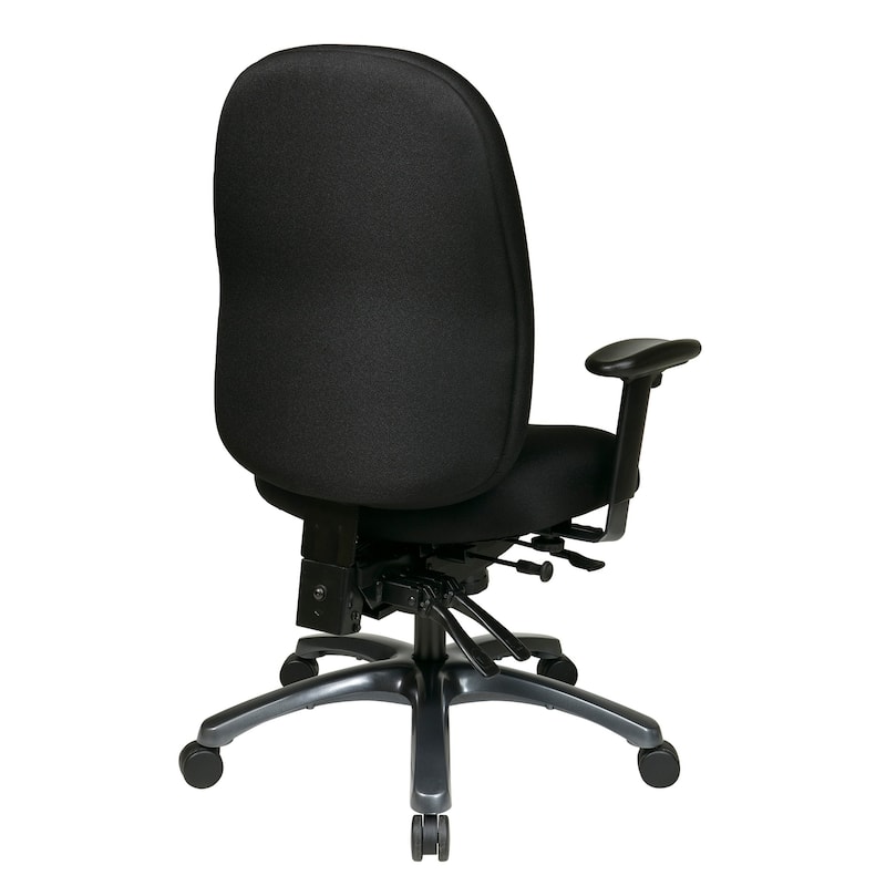 Multi-Function High-Back Office Chair with Seat Slider and Titanium Finish Base.