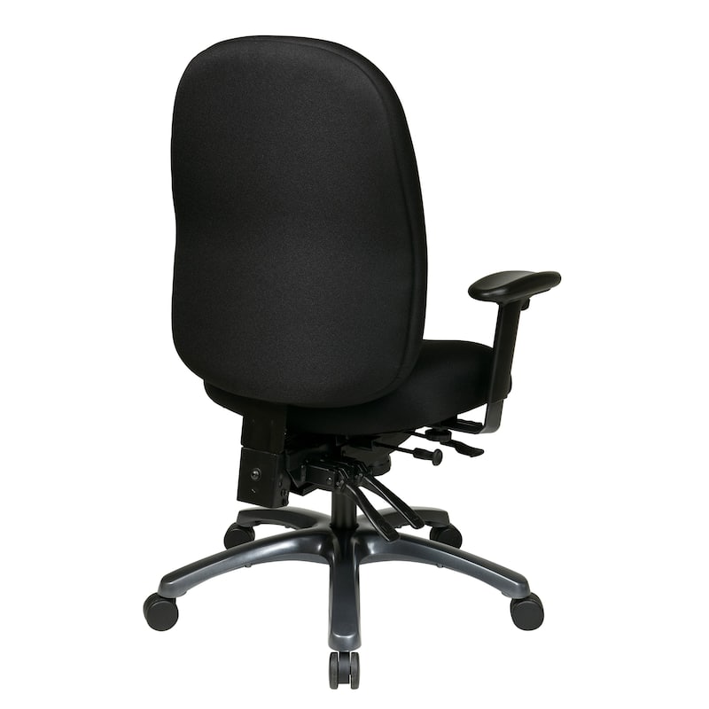 Multi-Function High-Back Office Chair with Seat Slider and Titanium Finish Base. - Black