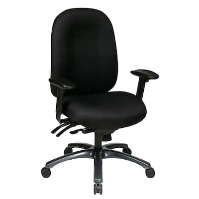 Multi-Function High-Back Office Chair with Seat Slider and Titanium Finish Base.
