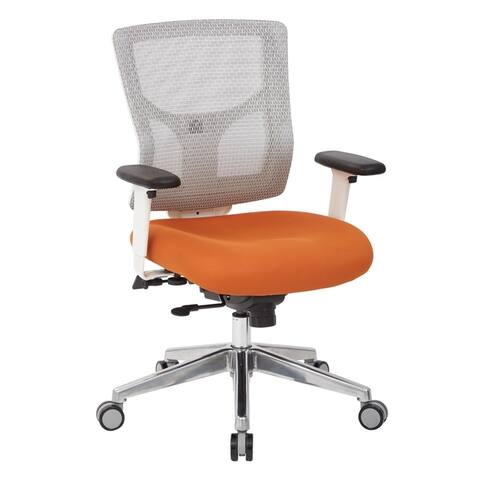 White Mesh Mid Back Office Chair with 2-Way Adjustable Arms