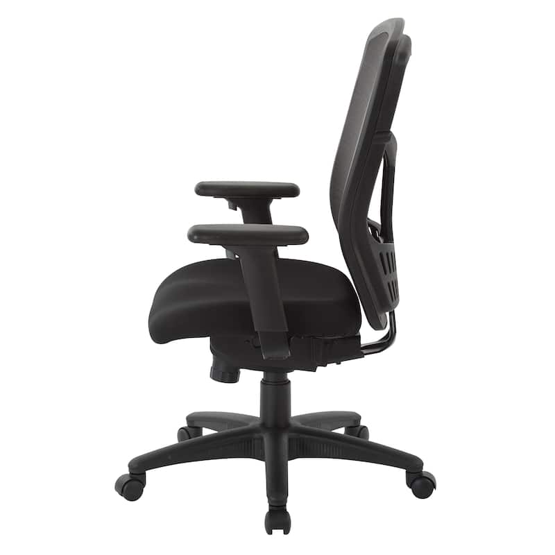 High-Back Office Chair with Adjustable Arms and Seat Slider.
