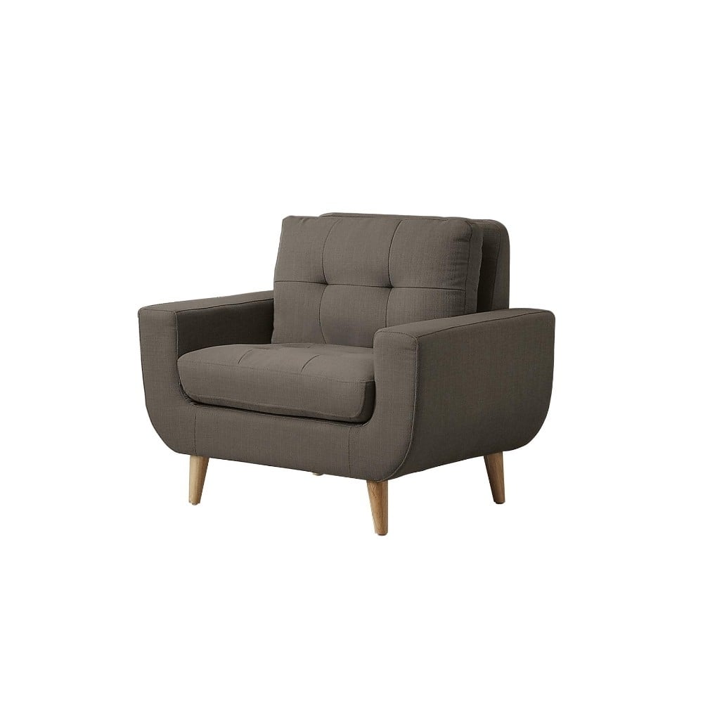 Polyester Upholstered Chair With Tufted Seat And Back, Gray