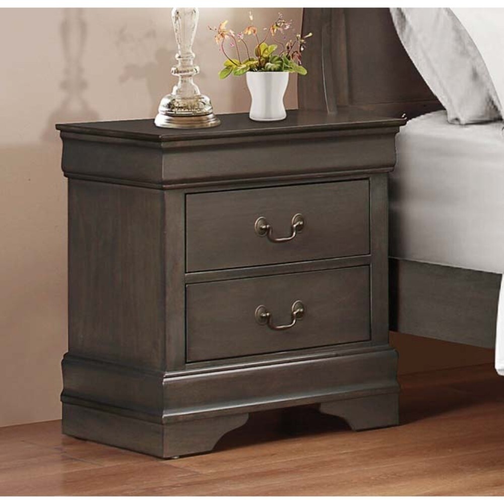 Benzara Wooden Solid Grey Night stand, Stained Gray (Grey)