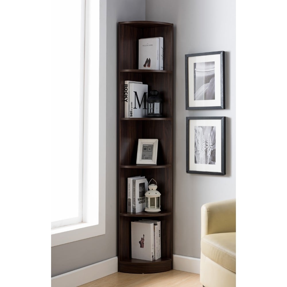 Shop Wooden Corner Display Cabinet Dark Walnut Brown Overstock