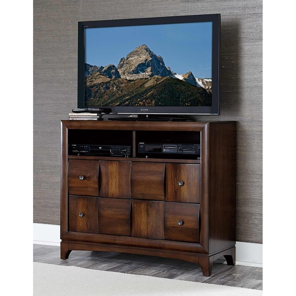 Shop Wooden TV Chest with Two Open Shelf in Walnut Brown ...