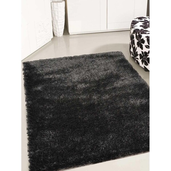 Hand Tufted Area Rug Solid Black Free Shipping
