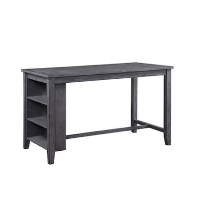 Wooden CoUnter Height Dining Table with Storage, Gray