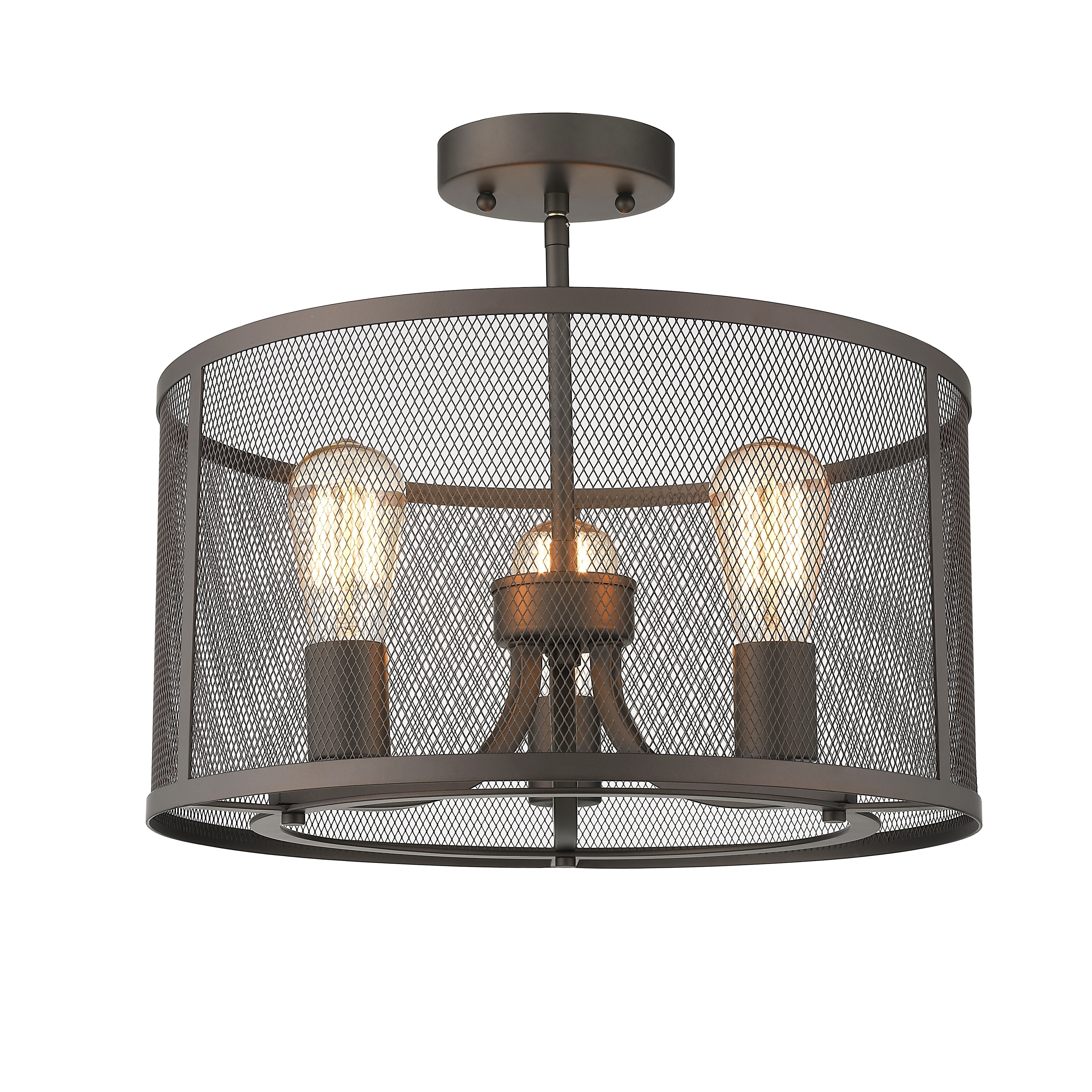 Shop 3 Light Oil Rubbed Bronze Semi Flush Mount Pendant On Sale