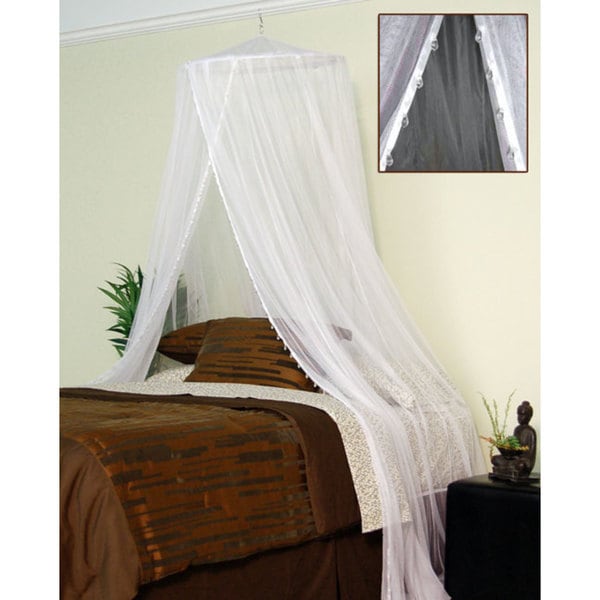 nile clear jewel beads sheer white bed canopy