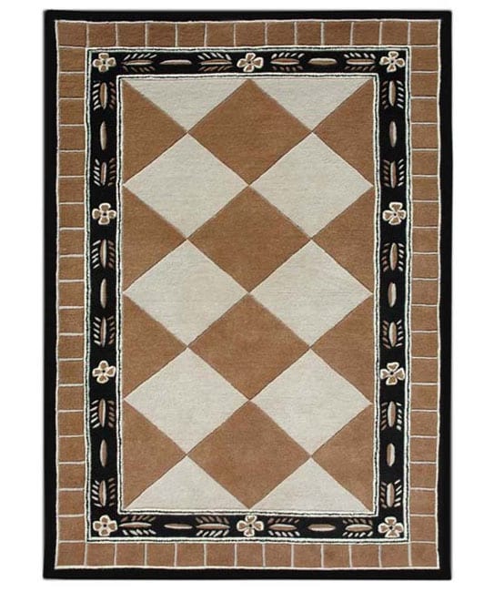 Hand tufted Tile Brown Wool Rug (5 X 8) (blackPattern GeometricMeasures 1 inch thickTip We recommend the use of a non skid pad to keep the rug in place on smooth surfaces.All rug sizes are approximate. Due to the difference of monitor colors, some rug c