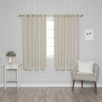 Aurora Home Silver Grommet Woven Lined Blackout Curtain Panel Pair