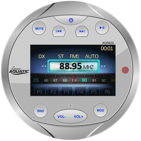 Marine 4/" Speakers Amplifier /& Antenna Bluetooth Silver AM FM Round AUX Radio
