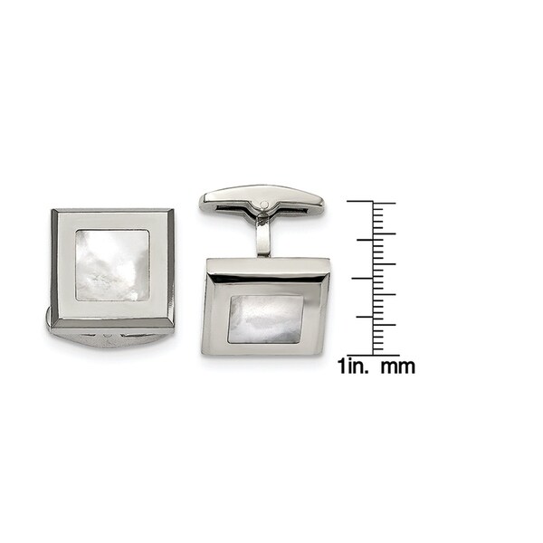 Chisel Stainless Steel Polished Mother of Pearl Men's Cuff Links