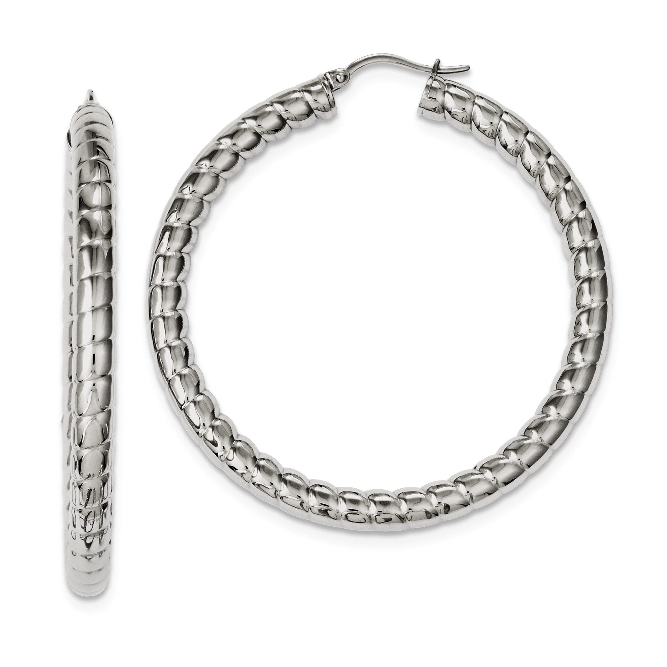 925 Sterling Silver Polished /& Textured Flower Hoop Earrings