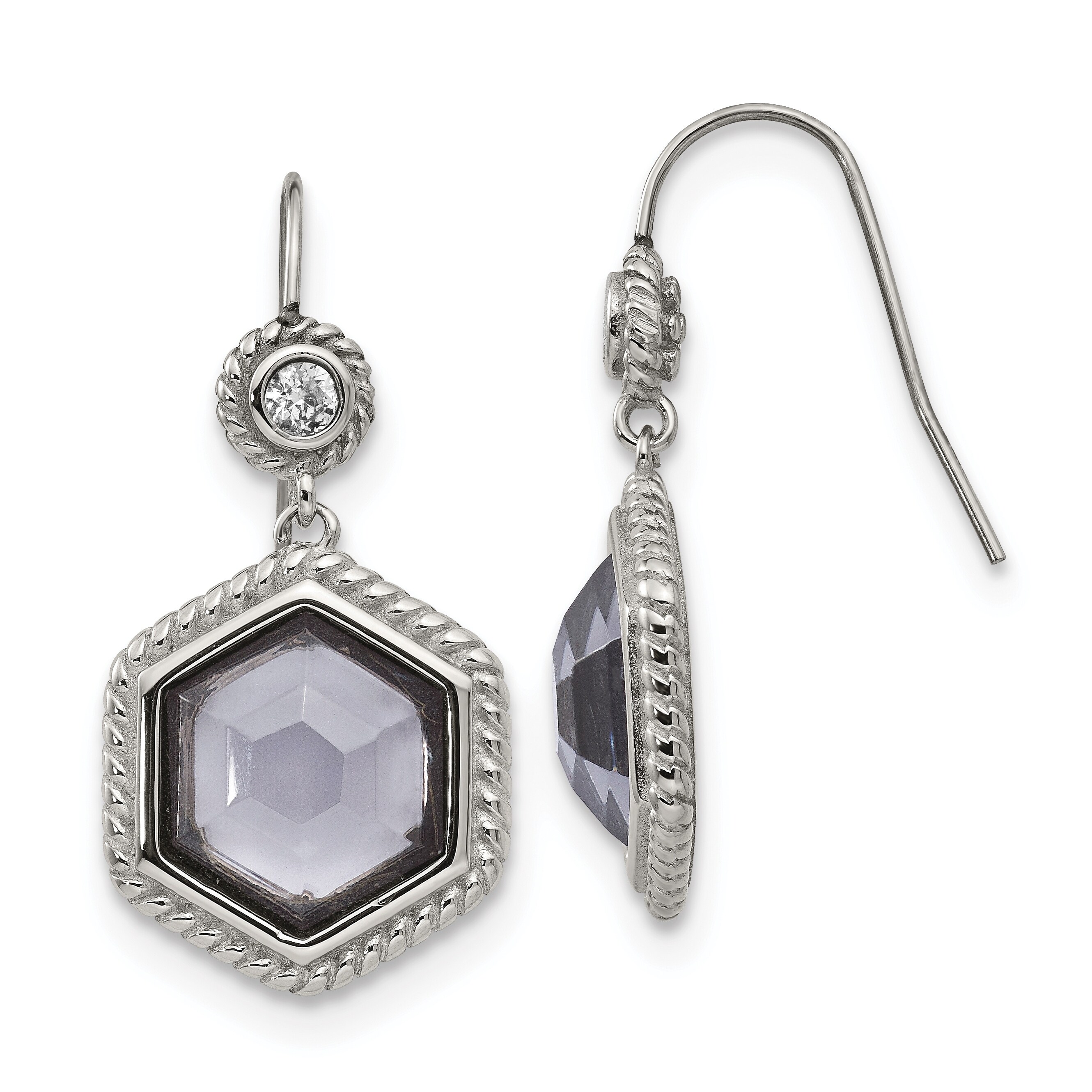 stainless steel cz earrings