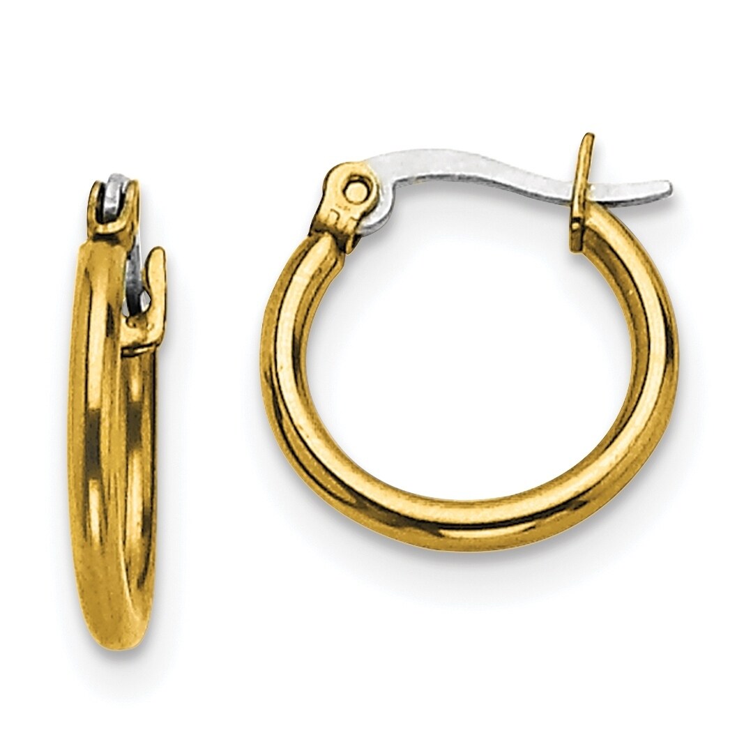 Stainless Steel Gold IP plated 15.5mm Hoop Earrings