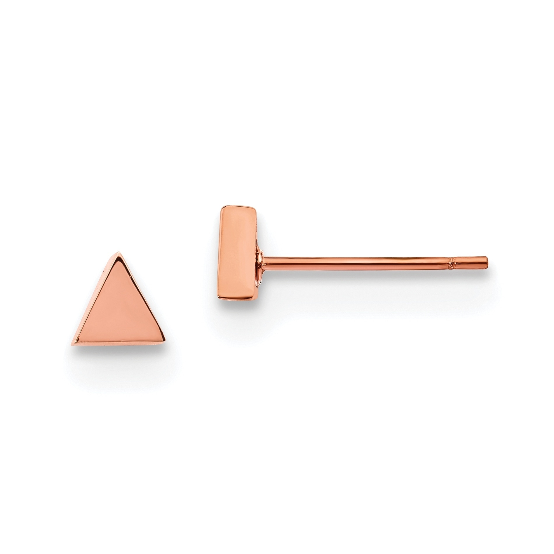 stainless-steel Polished Rose IP-plated Triangle Post Earrings 4.82x4.62mm