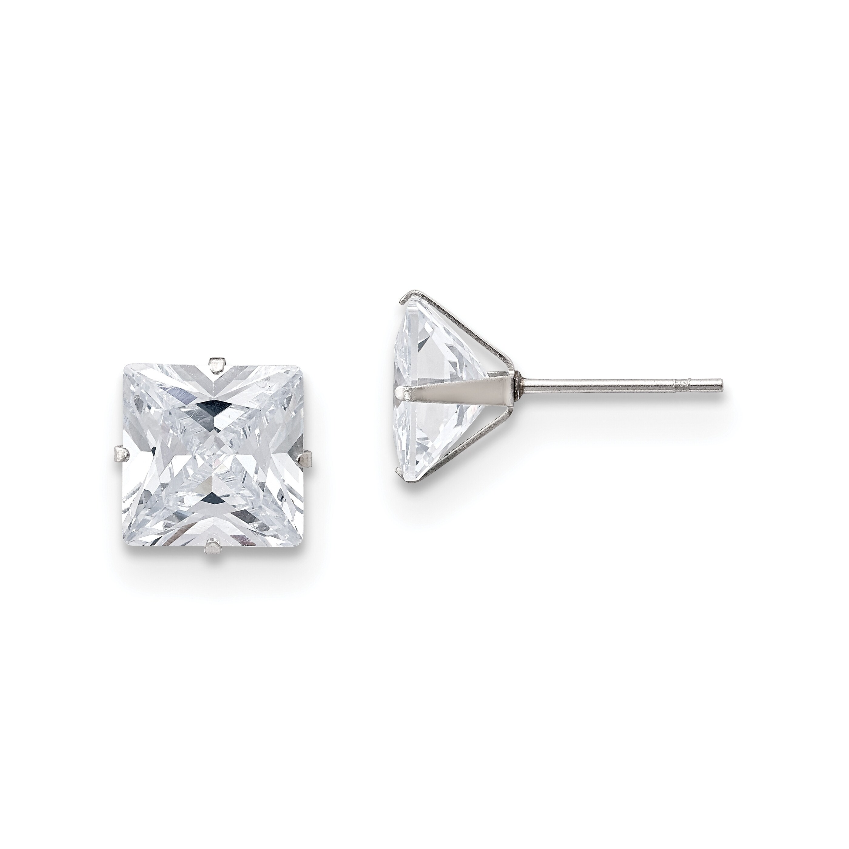 1 Pair 5MM Mens Ladies White Cubic Zirconia Stud Earrings Stainless Steel