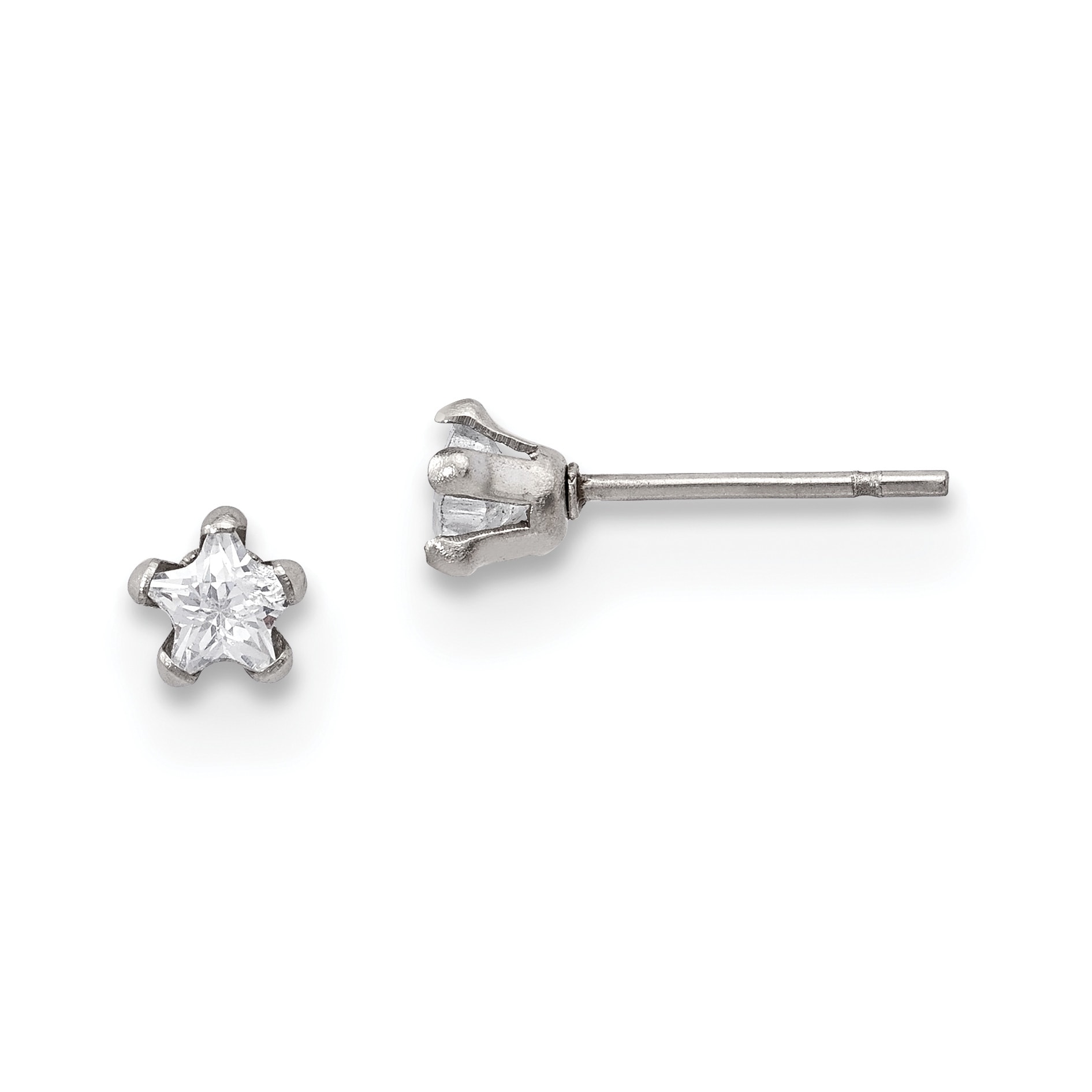 Stainless Steel Polished 5mm Triangle CZ Stud Post Earrings Stainless Steel Polished 5mm Triangle CZ Stud Post Earrings