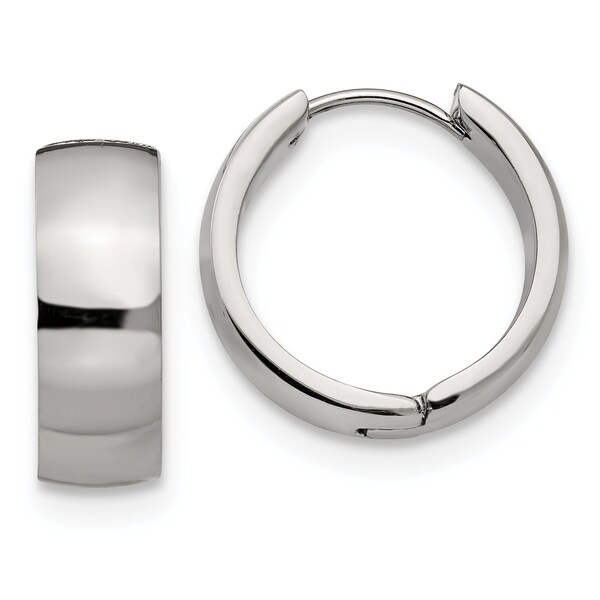 Chisel Stainless Steel High Polished 7mm Hinged Hoop Earrings. Opens flyout.
