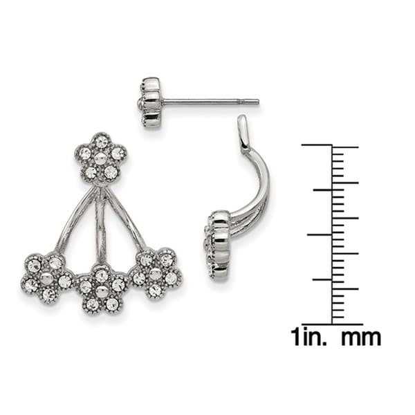 Stainless Steel Polished Rose IP-plated w//Preciosa Crystal Post Earrings